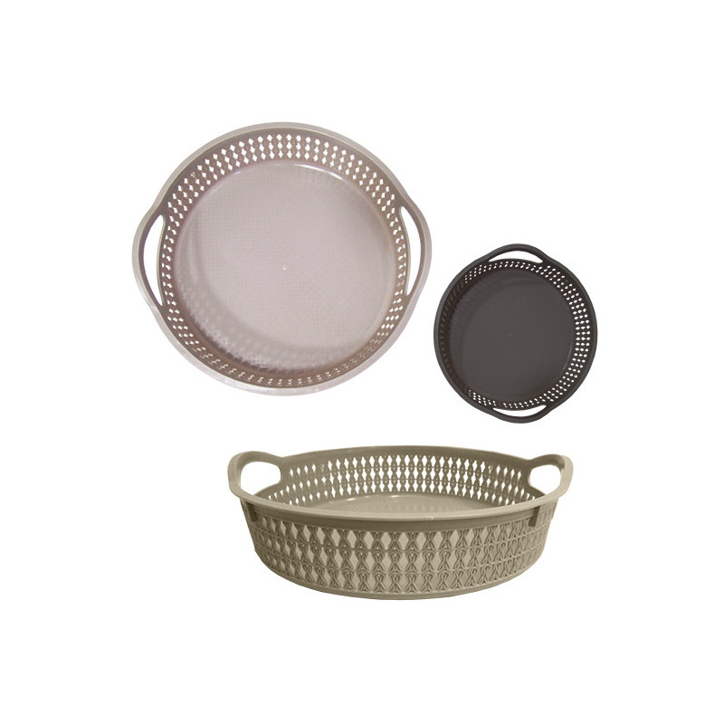 Bandeja plast red alça rattan 6x30cm